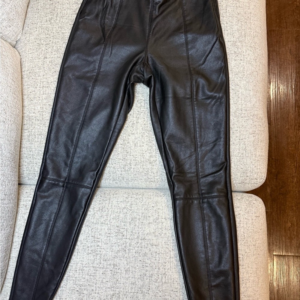 Topshop Shiny Black Leather Pants